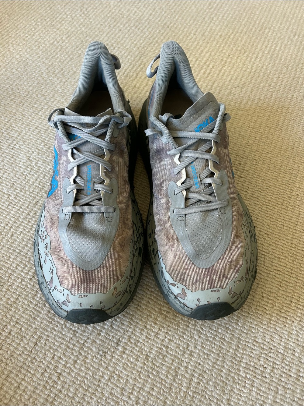 Hoka One One Men's Gray Sneakers with Blue Accents